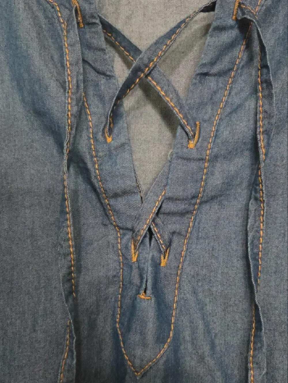 True Religion Women's Blue Lace-Up Denim Dress Western